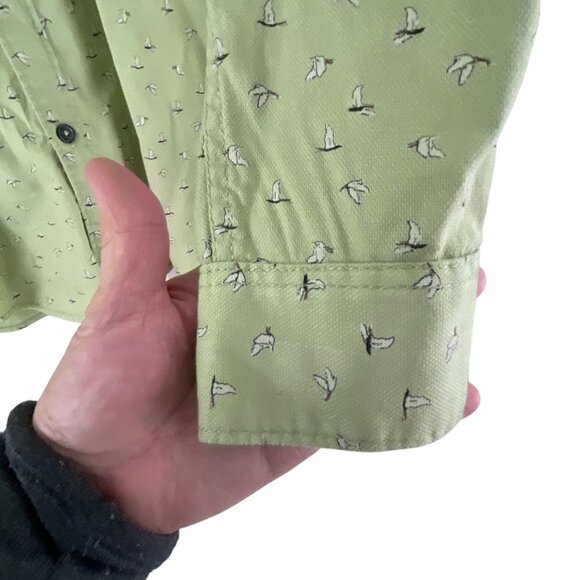 Twills Printastic Mens Green Button-Up Shirt Sz XL Long Sleeve Bird Print Casual - Picture 4 of 7